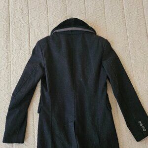 Zara - 3/4 length black jacket with faux fur collar
